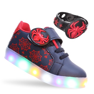 Tenis Sapato Crianca Infantil Masculino Menino Personagem Aranha Luz Led Com Pulseira Brinde Azul em Oferta na Shopee
