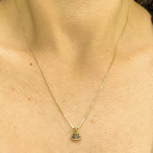 Colar Cordao Nossa Senhora Aparecida Pedra Folheada Ouro 18k