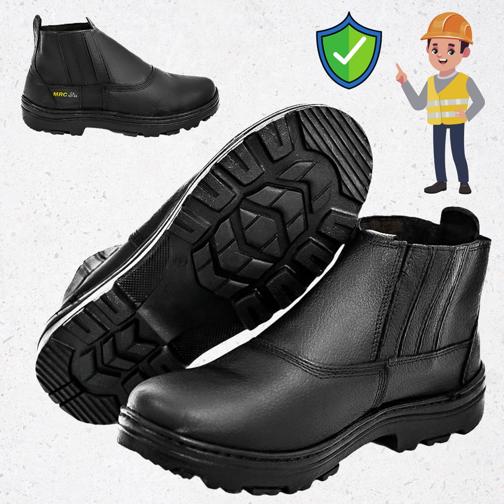 Bota Botina De Segurança Masculina Couro Legítimo Bico Pvc Sapato De Segurança