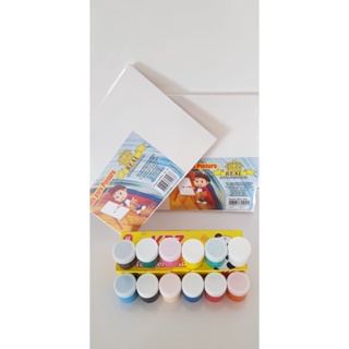 KIT PINTURA - 2 TELAS PARA PINTURA 16X22cm + 12 TINTA GUACHE em Oferta na Shopee