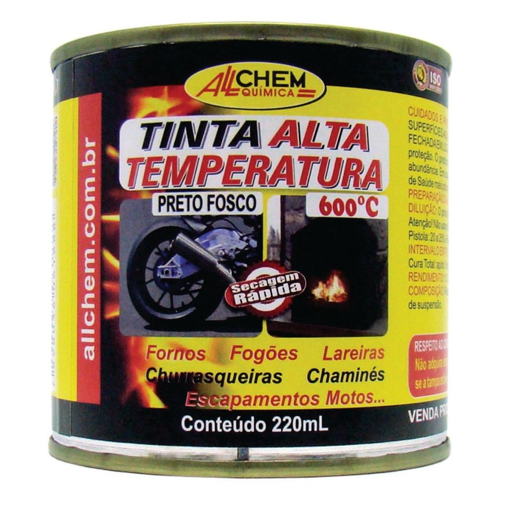Tinta Alta Temperatura Preto 600° Fogao Industrial 220ml em Oferta na Shopee