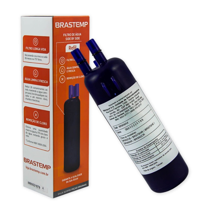 Filtro Água Interno Refil Side By Syde Brastemp Original br906ax W10510889 em Oferta na Shopee