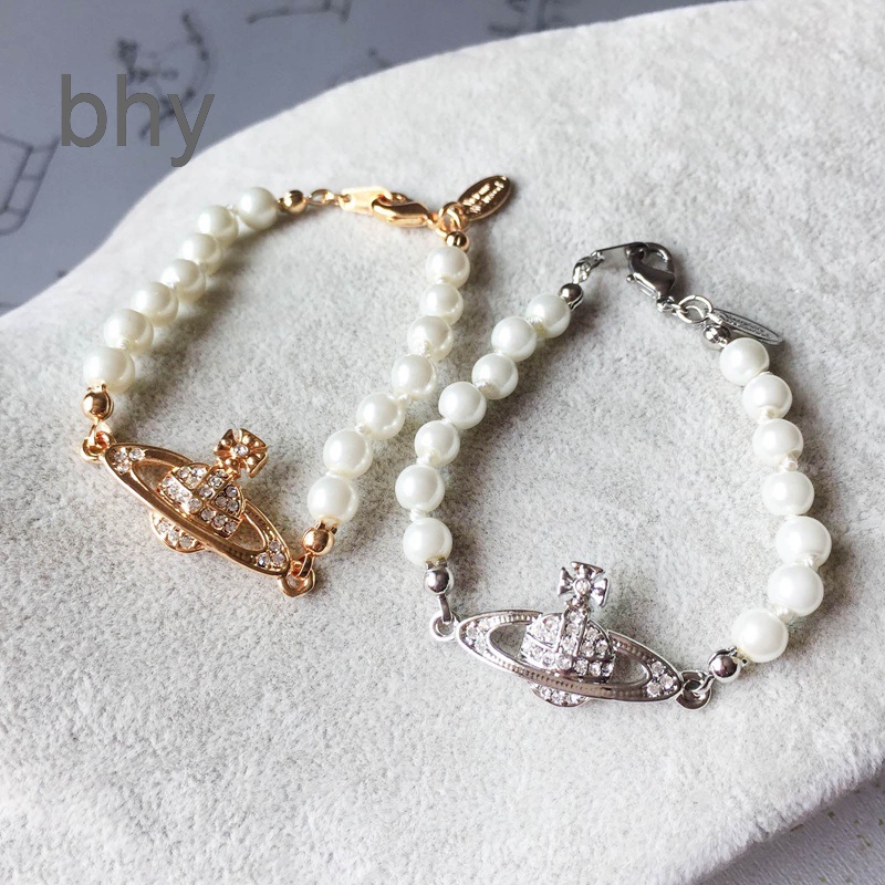 Retro Planet vivienne westwood Pearl Bracelet Female Wedding Jewelry Ins Style Luxury Bracelets For Women Girls Birthday Gift