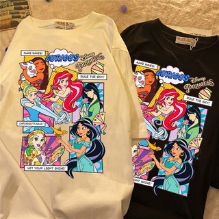 2022 Camiseta Feminina Com Estampa De Sereia Ariel De Algodão Harajuku/casual De Verão Grande Disney