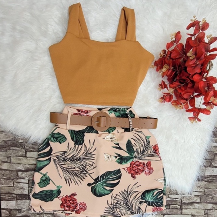 Conjunto Feminino Blusa e Short Moda Roupas Femininas