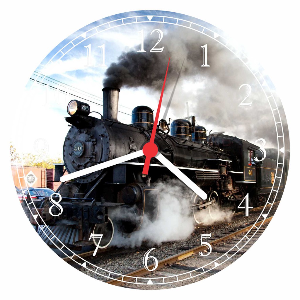 Relógio De Parede Trem Locomotiva Decorações Quartz Tamanho 50 cm Grande G001