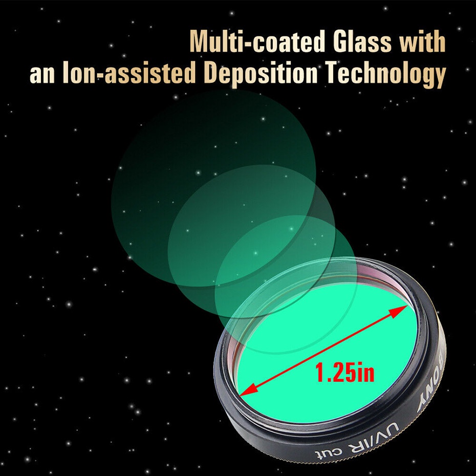 SVBONY Filtro de corte UV/IR Filtro óptico infravermelho de 1,25''/2" para câmera CCD de telescópio astronômico - detalhe