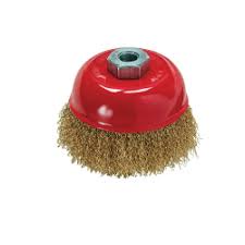 ESCOVA DE ACO LATONADA TIPO COPO 4" ROSCA 14 MM MTX