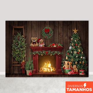 Fundo Fotográfico Natal Lareira Rústica Sublimado Em Tecido FNT-745 em Oferta na Shopee
