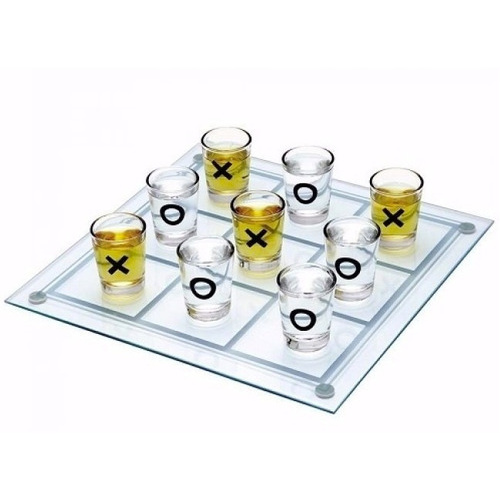 Jogo Da Velha Drink Shot Tequila Bebida Vidro Com 9 Copos
