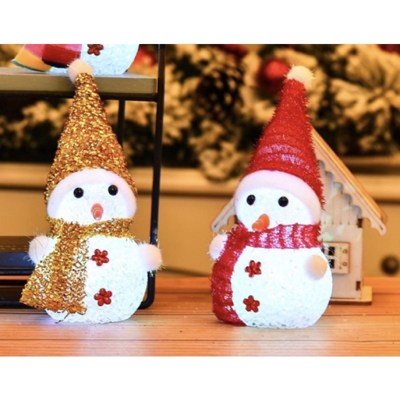 Enfeite de árvore de natal /boneco de neve led colorido pisca / decoração de árvore de natal vermelho dourado natalino