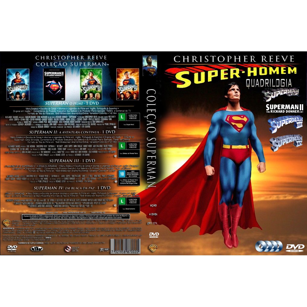 Super Homem Superman Quadrilogia Christopher Reeve Dublado E Legendado Autorado Shopee Brasil