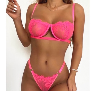 Conjunto Calcinha e Sutiã Gringa Lingerie Sexy Renda 2021 Blogueirinha Meia Taça CJGR09