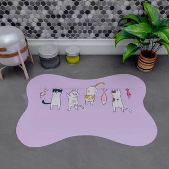 Tapete Pet Gatinho Para Comedouro Osso 46x30