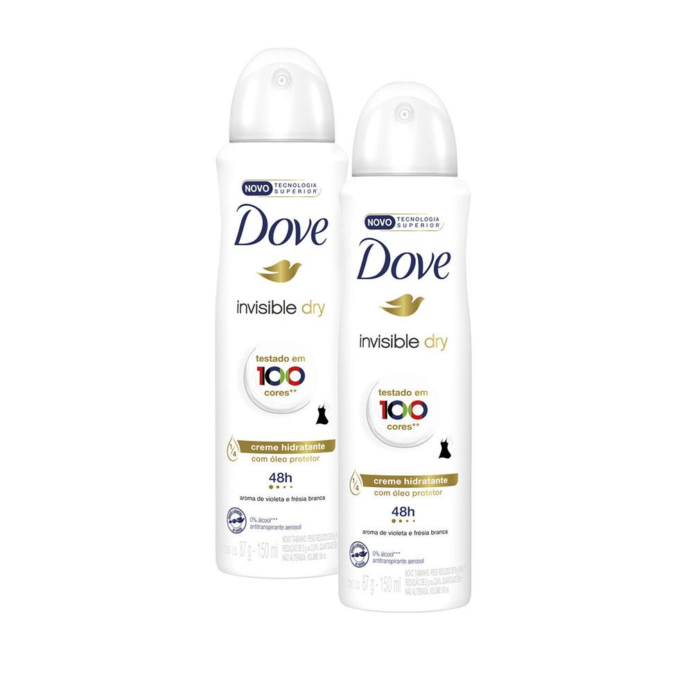 Kit 2 Desodorantes Dove Antitranspirante Aerossol Invisible Dry 150 ml - Beauty