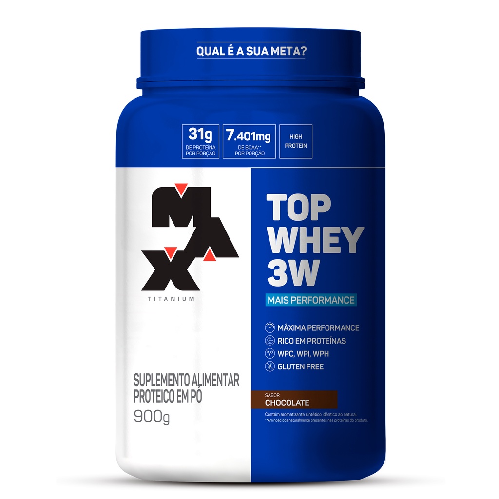 Whey Protein Top Whey 3w 900g Max Titanium - Suplemento Em Pó Vários Sabores (Concentrado, Isolado e Hidrolisado)