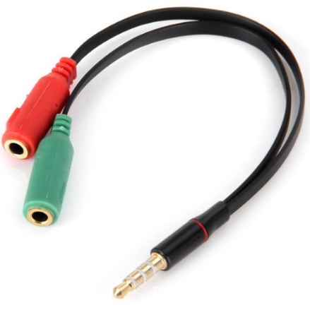 Cabo de Audio Adaptador P2 X P3 (1 P3 - Macho) e (2 P2 - Fêmea) Headset Fone de Ouvido Microfone