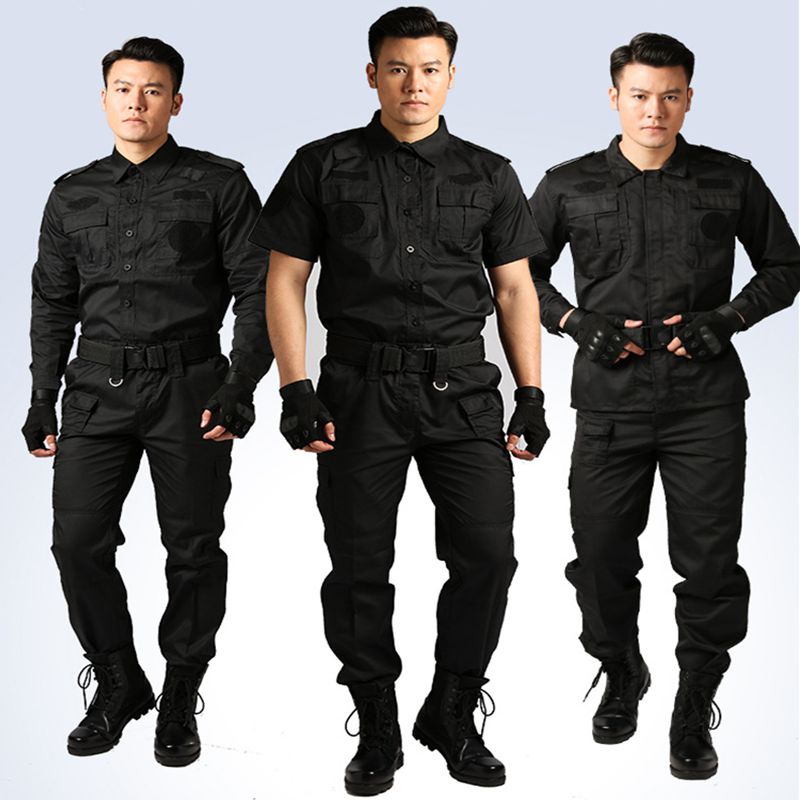 Uniformes De Segurança/Homem/Uniforme De Manga Comprida/Preto Militar/Para Trabalho/Treino/Roupas