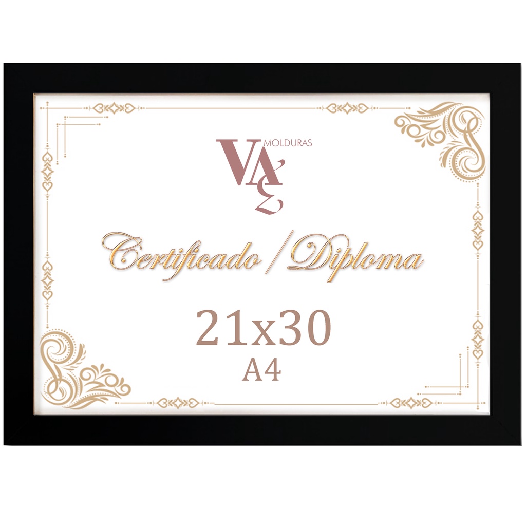 Moldura A4 para Certificados Diplomas com Vidro e fundo 21x30 em Oferta na Shopee