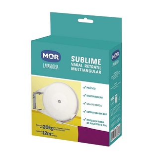 Varal Retrátil Multiangular Sublime Com Corda 12m 006056 Mor em Oferta na Shopee