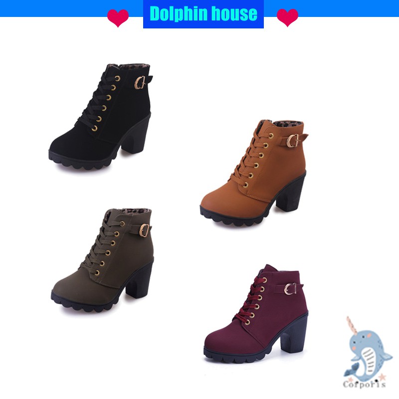 botas curtas de salto grosso