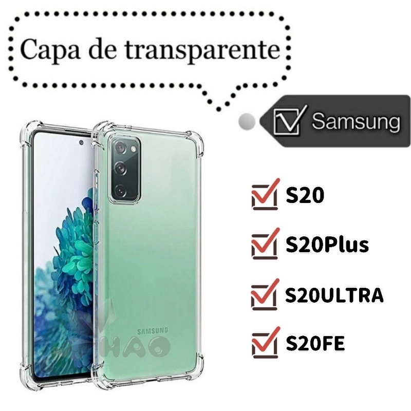 Case Capa Capinha Transparente Anti Impacto Tpu Para Samsung Galaxy S20 Fe Plus Ultra S20Fe S20Plus S20Ultra
