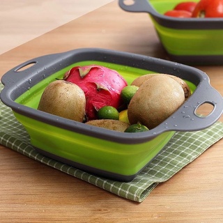 Escorredor Alimentos e Utensílios Cozinha Retrátil Silicone Quadrado