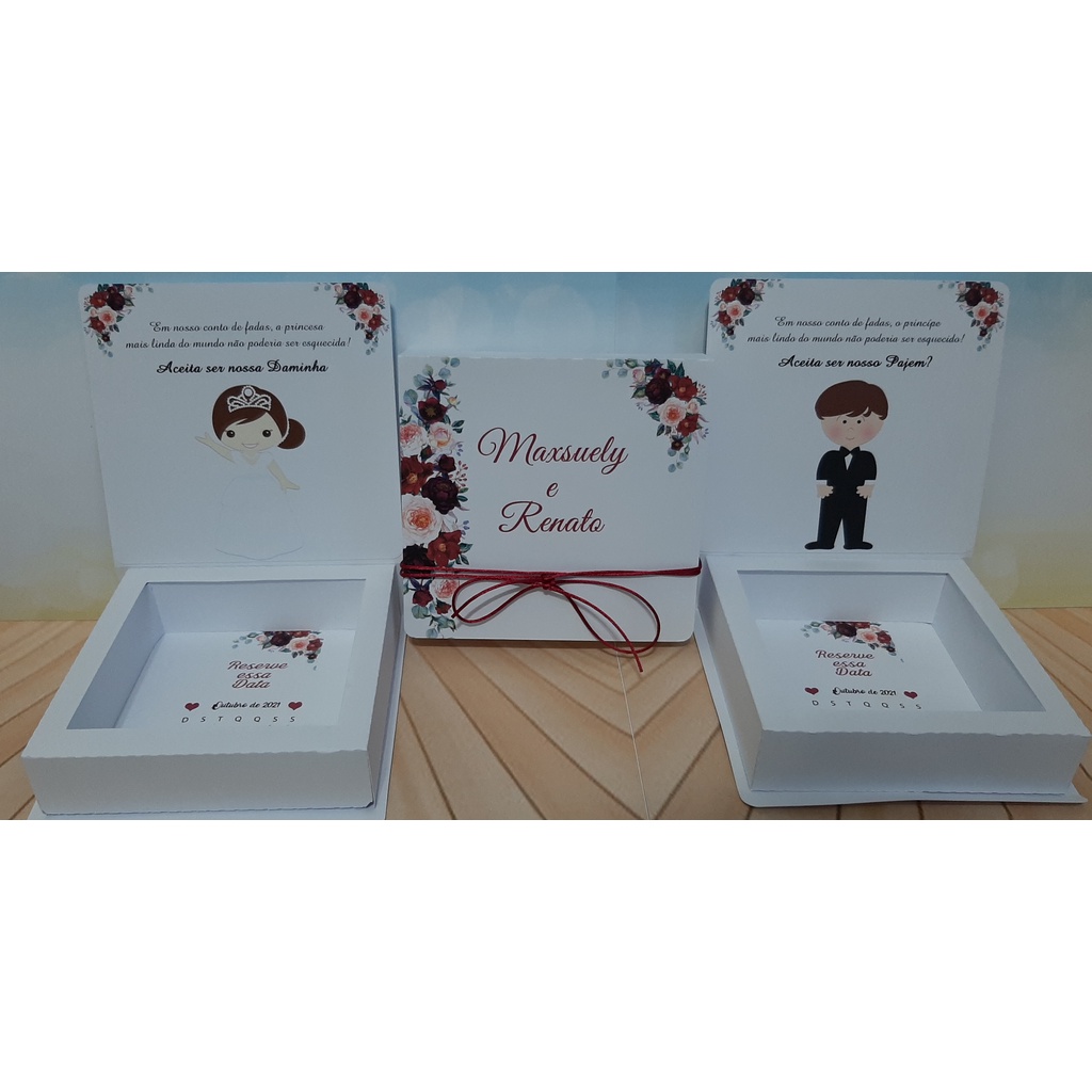 Convite para Pajens e Daminhas ou Florista - Caixa para doces pajens e daminhas