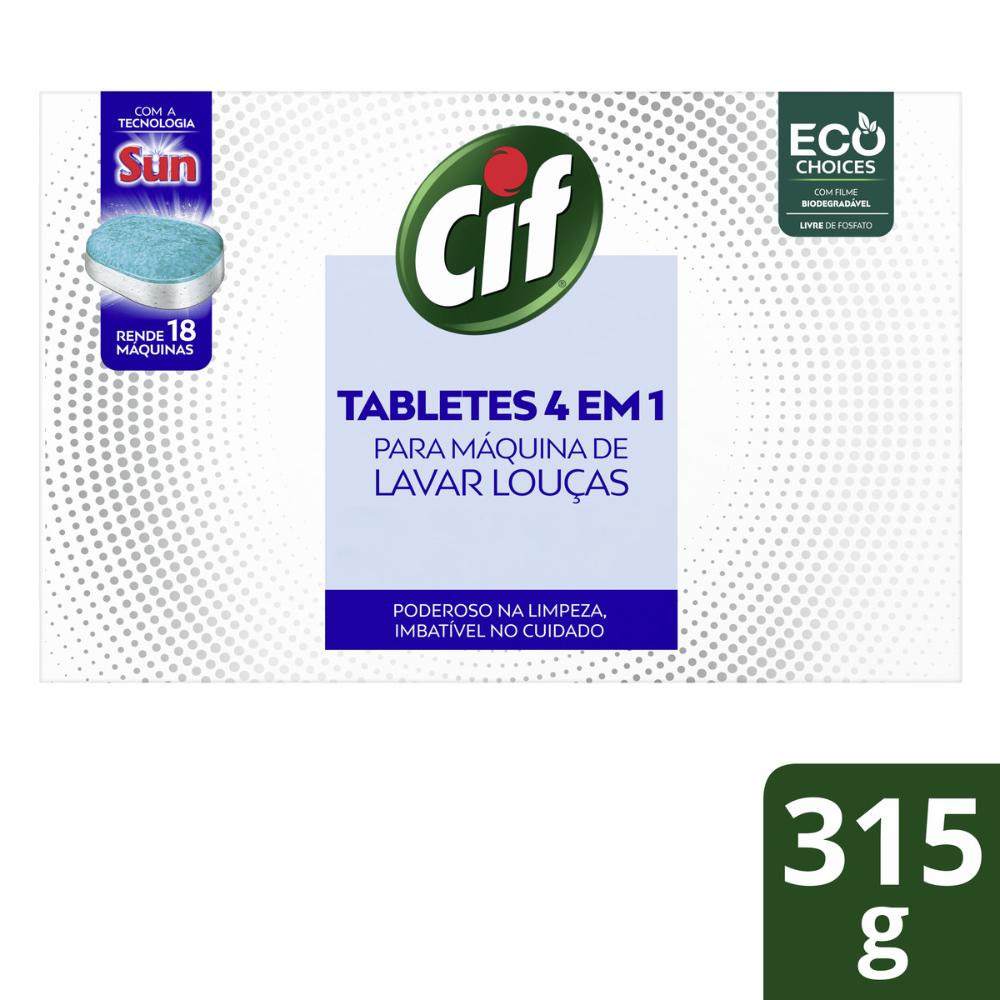 Tabletes 4 em 1 Cif para Máquina de Lavar Louças 315 g em Oferta na Shopee