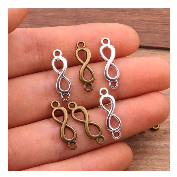 Imagem Kit Pingente Infinito Conector Metal Colar Pulseiras Japamalas Prateado ou Bronze