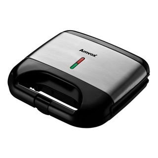Sanduicheira 110v Grill Elétrica 2 Sanduíches Preta Em Inox