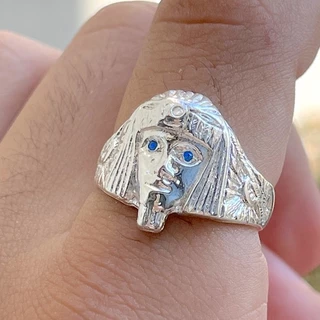 Anel Masculino De Prata 925 Italiana Anel de Faraó Com Pedras Banhado a Prata 925 Italiana Dedeira