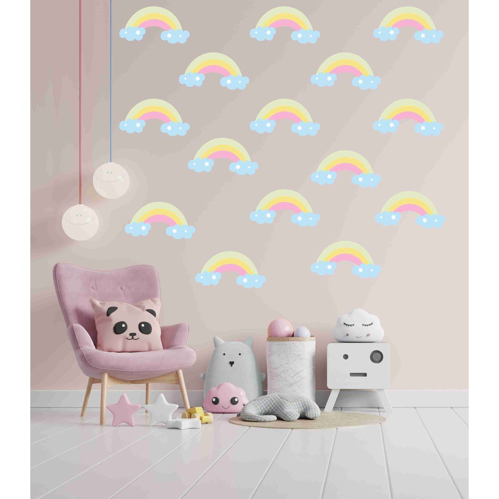 15 Adesivos Arco Íris Infantil Decoração Quarto Menina Menino Colorido Adesivo de Parede 12cm