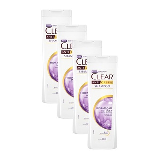 Kits 4 Shampoos Clear Anticaspa Hidratação Intensa 400ml cada