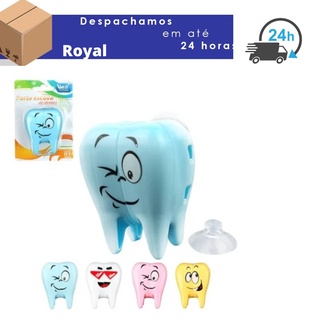 Porta Escova Dental De Parede Dentinho Plastico C/ Ventosa