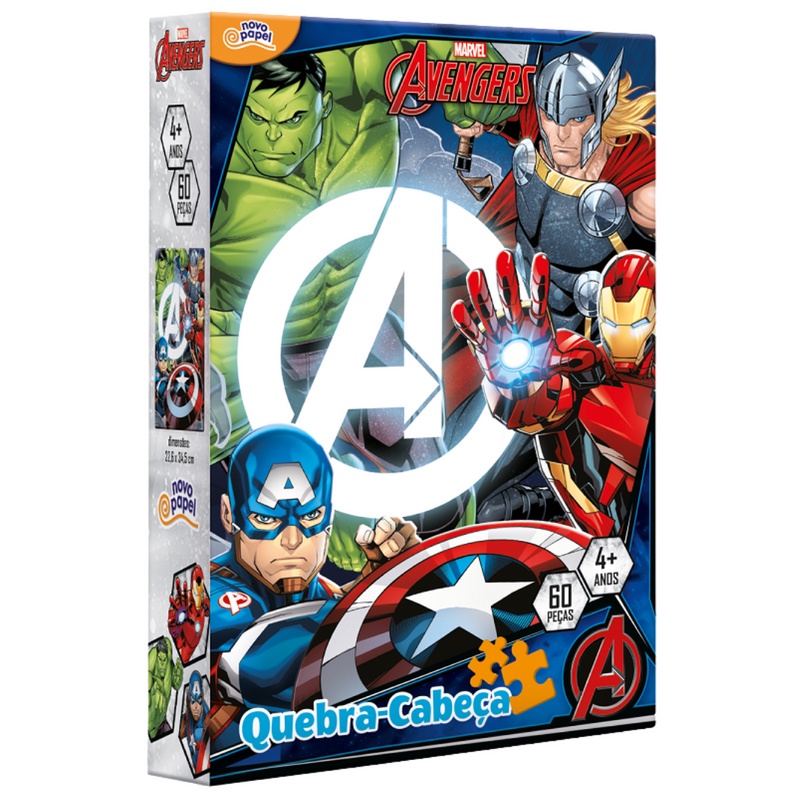 Quebra Cabeça Infantil Marvel Vingadores 60 Peças 4 + Anos - Toyster Ref 8034 em Oferta na Shopee