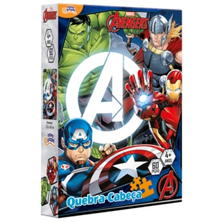 Quebra Cabeça Infantil Marvel Vingadores 60 Peças 4 + Anos - Toyster Ref 8034 em Oferta na Shopee