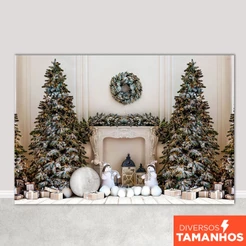 Fundo Fotográfico Natal Pinheiros Em Tecido FNT-667