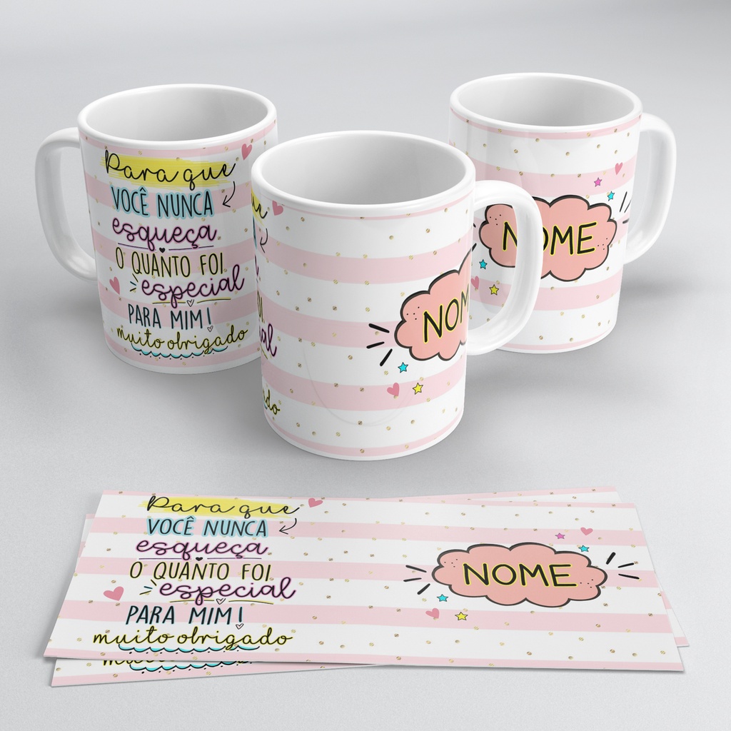 Caneca Professora Professor Colorida Com Frase E Nome - 325ml