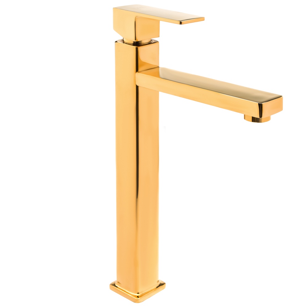 Torneira Bica Alta Luxo Dourado para Banheiro Lavabo Pia