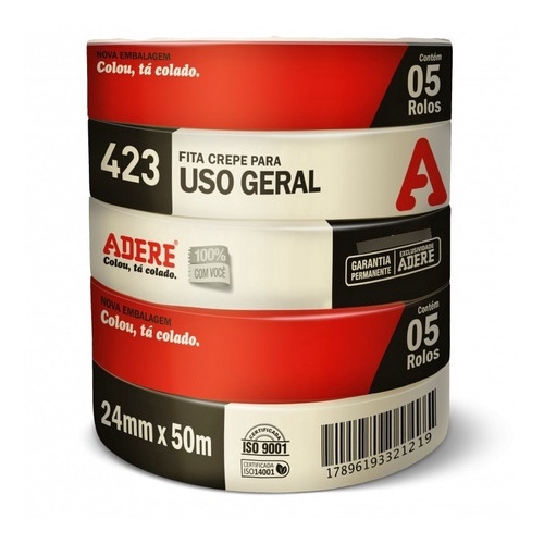 Kit 10 Fita Crepe P/ Pintura Imobiliária 24x50 Adere Mod 423 - Home & Living