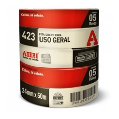 Kit 5 Fita Crepe para Uso Geral 24mmx50M Adere Mod 423