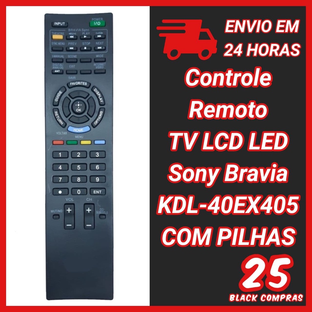 7443 Controle Remoto Tv Lcd Led Sony Bravia Kdl 40ex405 Com Pilhas Shopee Brasil 3368