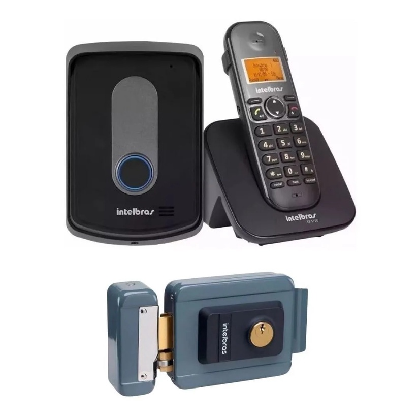 Interfone Sem Fio Porteiro Eletrônico Intelbras Bivolt + Fechadura Cinza