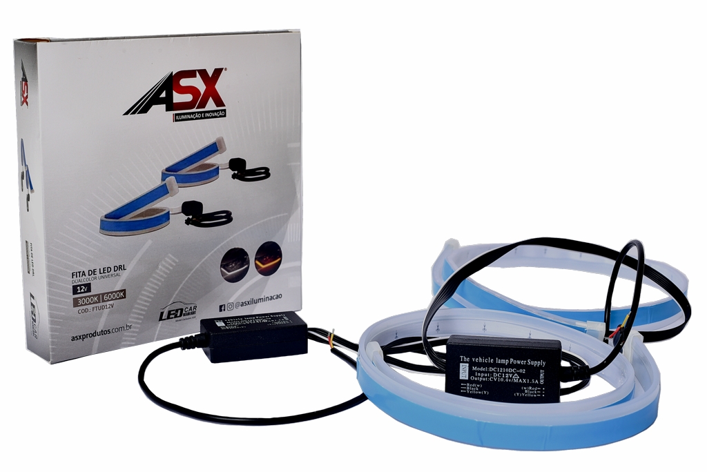 Fita Led Drl Dual Color Asx 6000k 12v 8w Universal Drl Pisca 3000/6000k