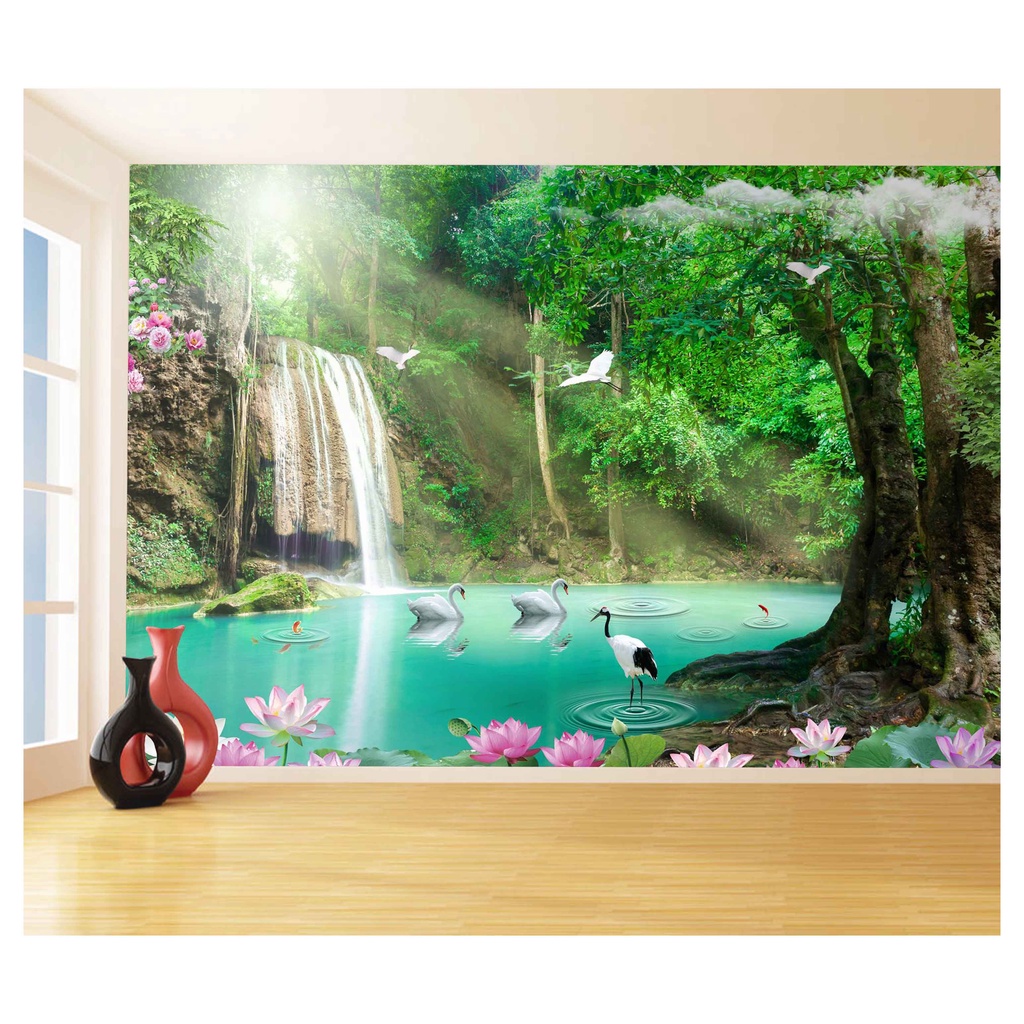 papel de parede Cachoeiras Animais pássaros 3D m² XCH13