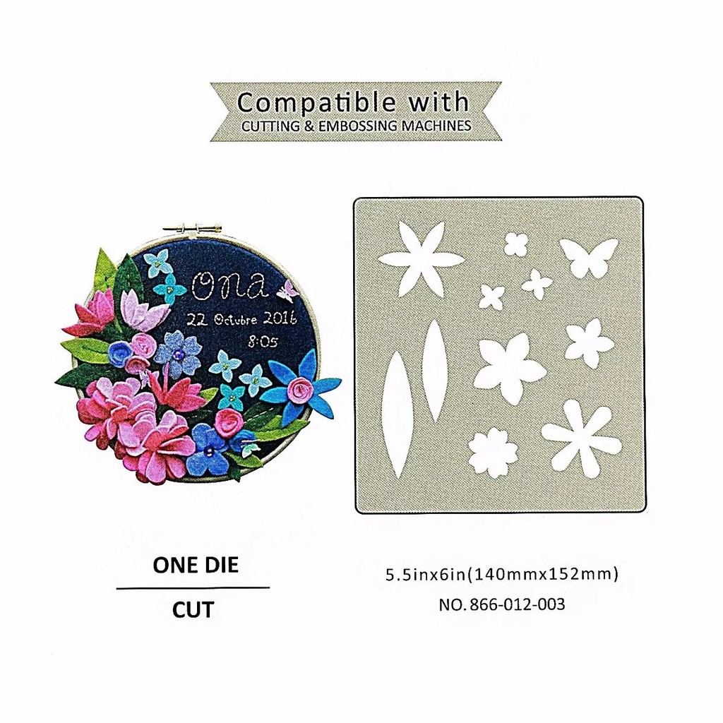 Facas De Corte Scrapbook e Patchwork Flor, Pétalas E Borboleta