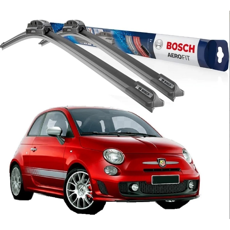 Par 2 Palhetas Limpador de Parabrisa Bosch - Fiat 500 Cinquecento 2011 a 2017 - Produto Original Para Carro Vidro Silicone Original Bosch
