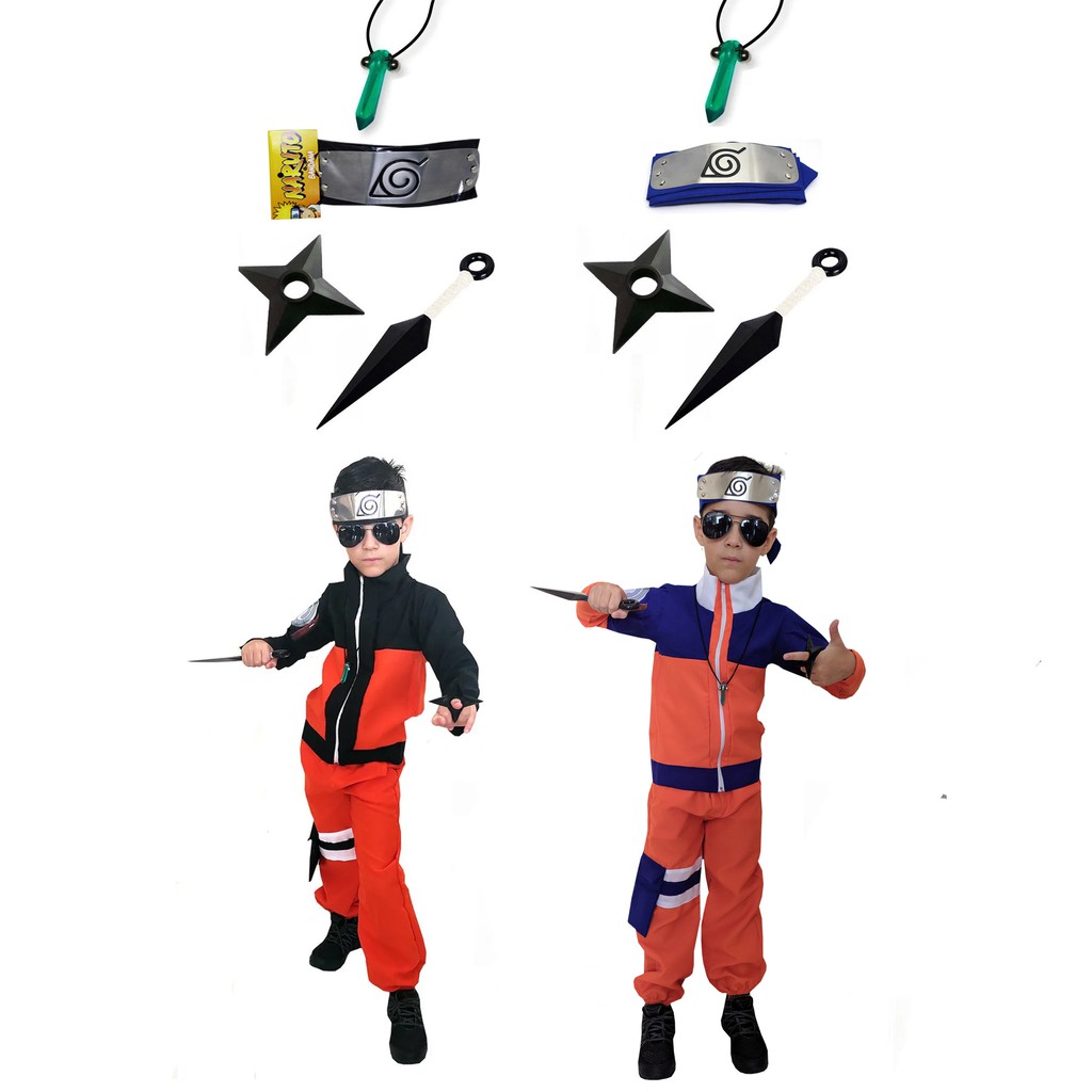 Kit Fantasia Naruto Uzumaki Cosplay Infantil Kunai Bandana