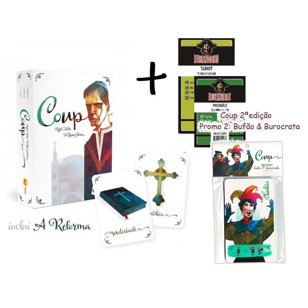 COUP + Sleeves – Jogo da Editora Mandala (+Expansão “A Reforma